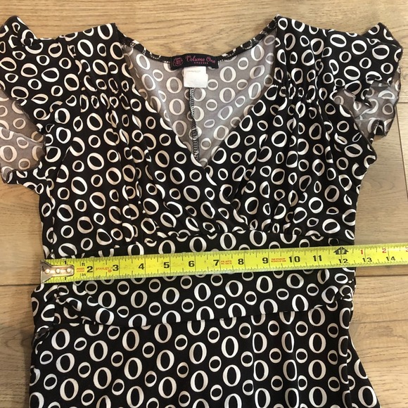 Vtg Womens Y2K Empire Waist Dress Size S Geometric Fairy Asymmetrical Party Glam - Picture 6 of 7